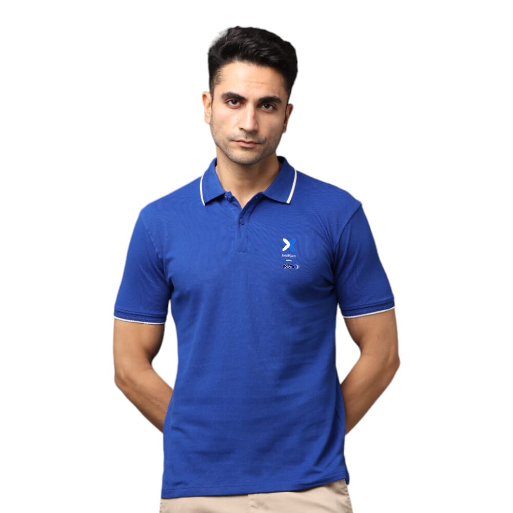 Ford Men's Premium Polo T-shirt Imperial Blue With White Tipping NG